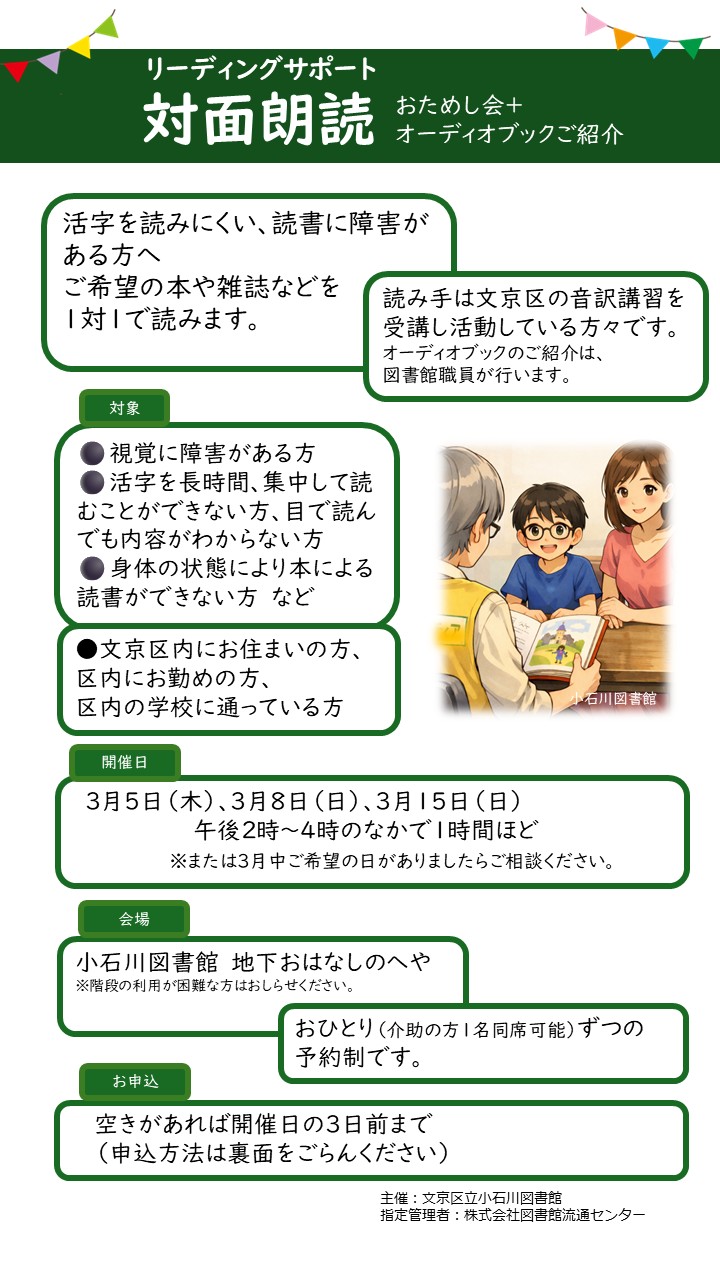 対面朗読おためし会の概要 対面朗読おためし会の概要