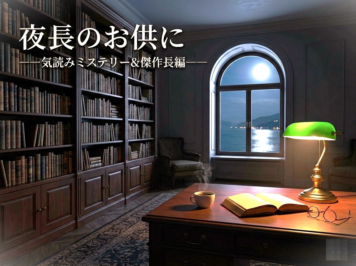 窓の外から月の光が差し込む書斎。テーブルの上には読みかけの本と温かい珈琲。 窓の外から月の光が差し込む書斎。テーブルの上には読みかけの本と温かい珈琲。