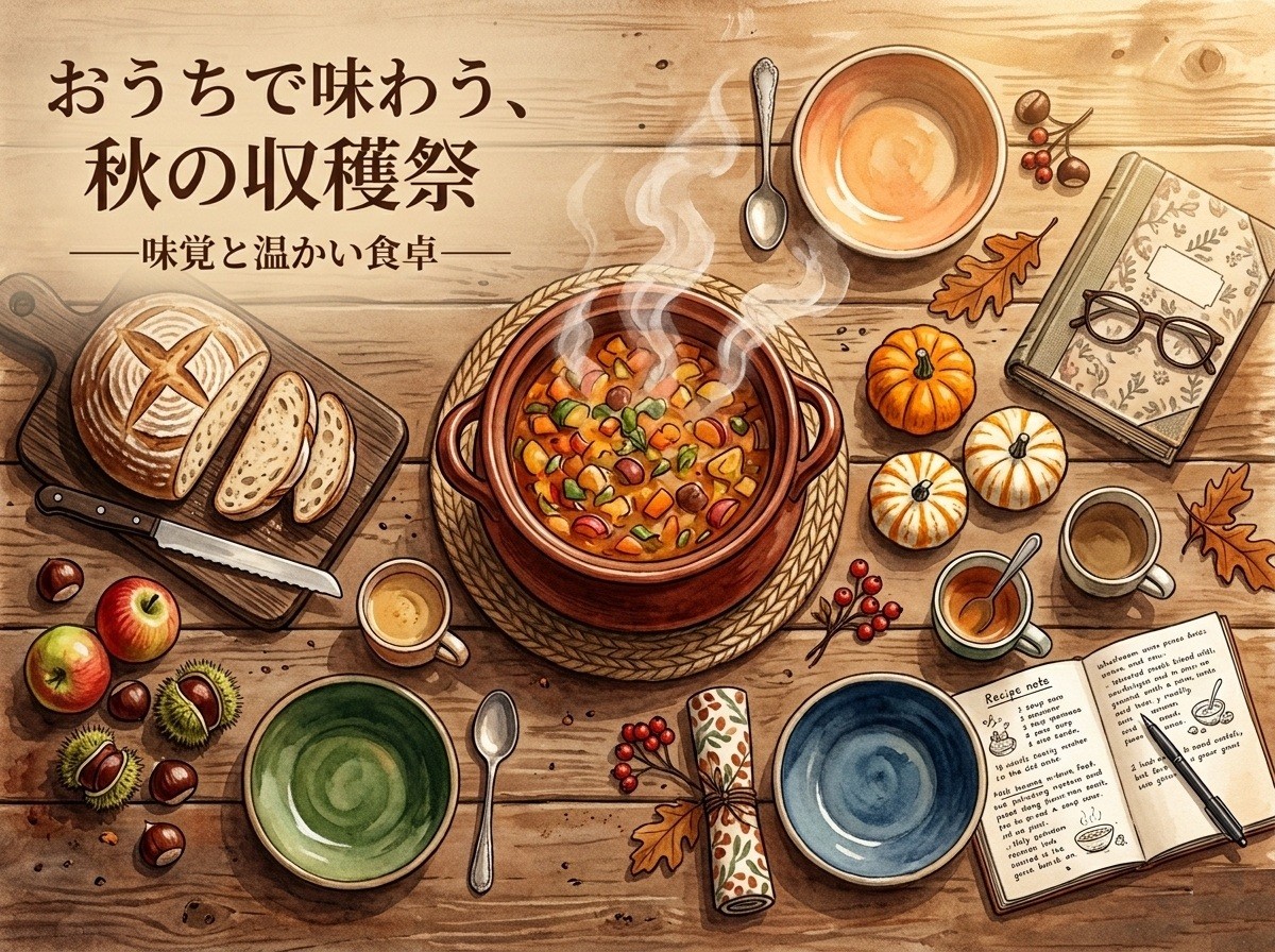 食卓の上に季節の食材をふんだんに用いた料理が並ぶ。暖かそうで美味しそうな湯気を上げている。 食卓の上に季節の食材をふんだんに用いた料理が並ぶ。暖かそうで美味しそうな湯気を上げている。